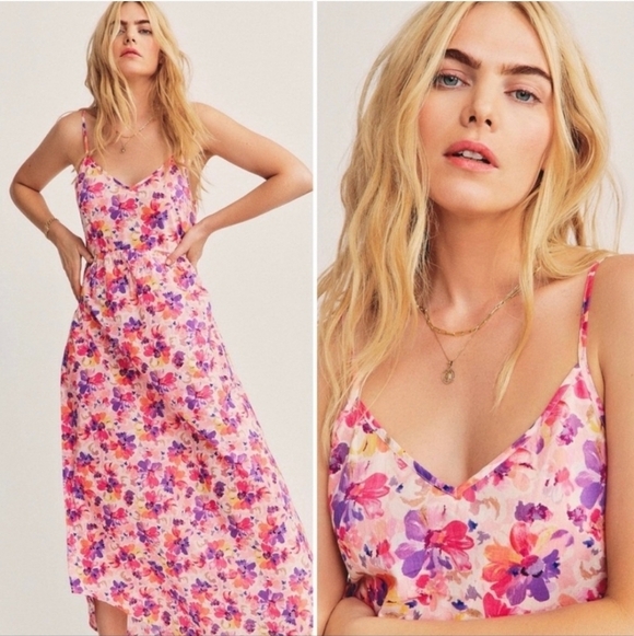 LoveShackFancy Dresses & Skirts - LoveShackFancy Faraday Floral-Print Slip Maxi Dress Size Medium